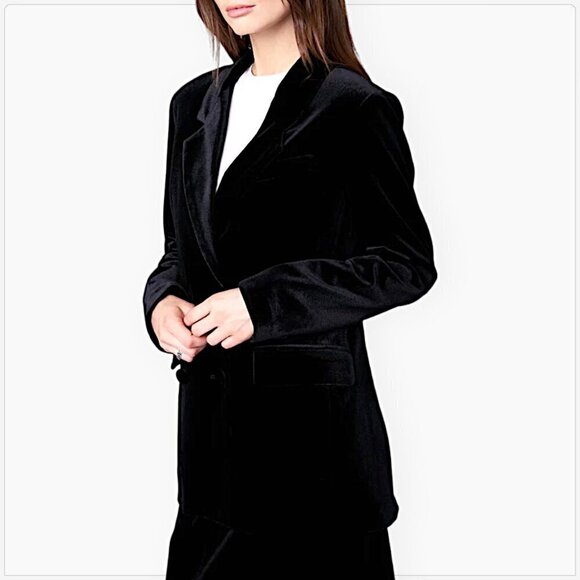 Blank NYC Last Dance Black Velvet Double Breasted Blazer Jacket NWT NEW S - Picture 2 of 6